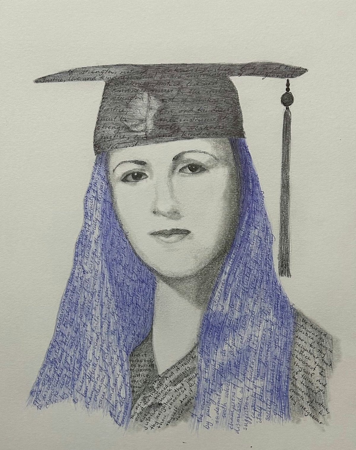 Dessin de Zarrin Moghimi-Abyaneh, l’une des dix femmes bahá’íes de Chiraz.
